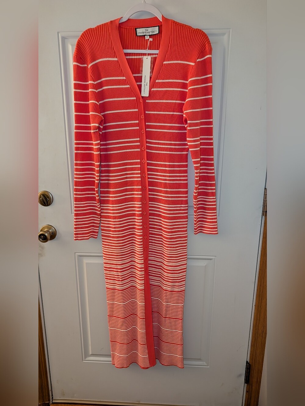 The Modern Abstract Sweater Dress Size XL Orange White NWT